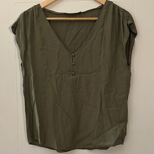 Abercrombie & Fitch Khaki V-Neck Blouse